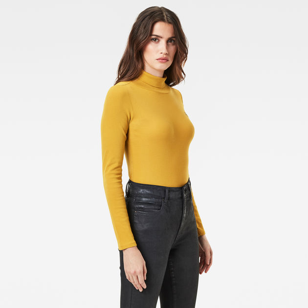 yellow polo neck top