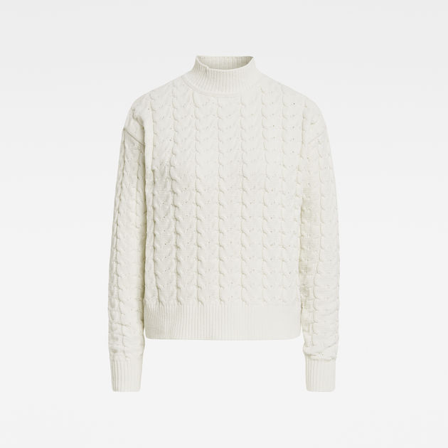 cable white sweater