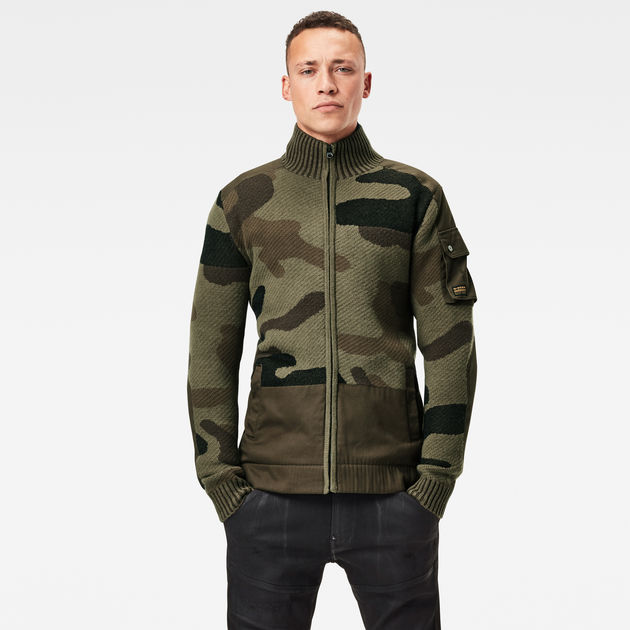 Camo Jacquard Knitted Jacket, Multi color