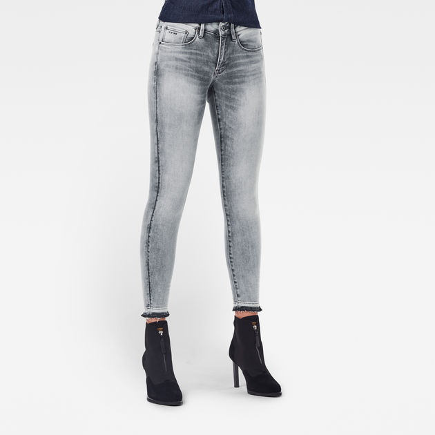 3301 mid skinny ripped edge ankle jeans