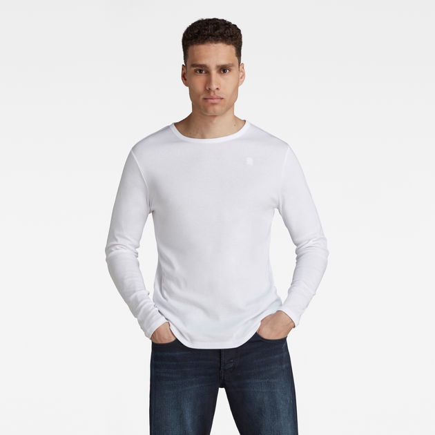 Leven van Dom bezoeker Basic Round Neck Long Sleeve T-Shirt | White | G-Star RAW®