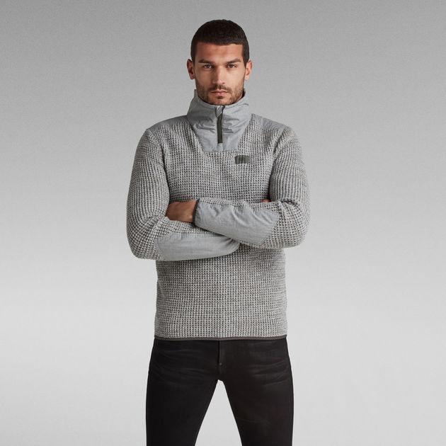 Knitted Sweater Utility Half Zip | Grey | G-Star RAW® CA