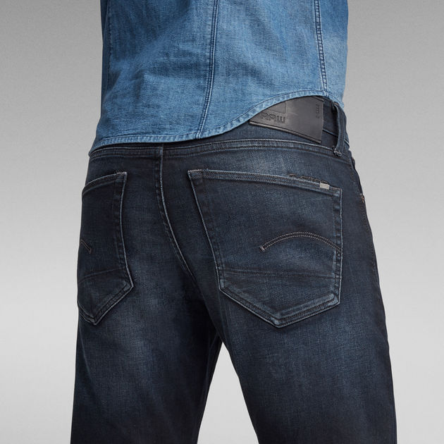 G-Star RAW Dark Aged Denim Trousers Distressed Fit Loose Blue Jeans W28 L32 3301 