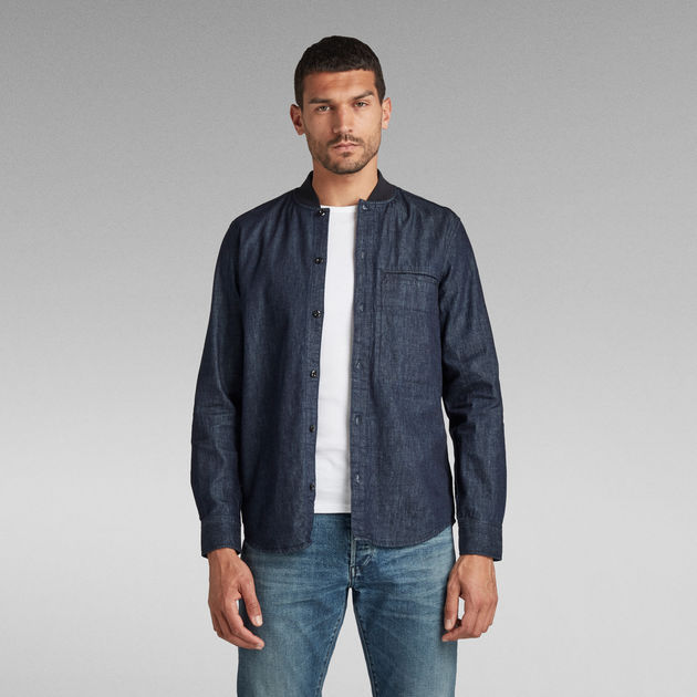 Regular Shirt Bomber Collar | Dark blue | G-Star RAW® US