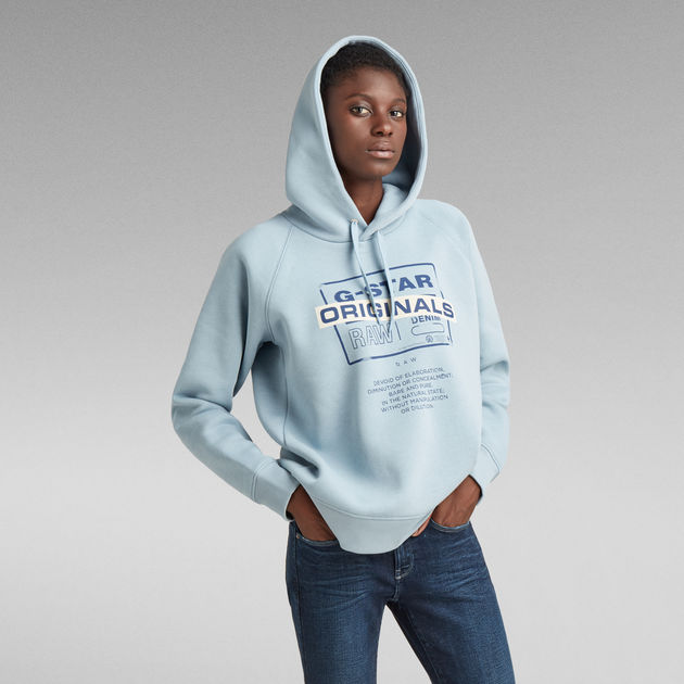 Originals Loose Hooded Sweater Light blue G STAR LV