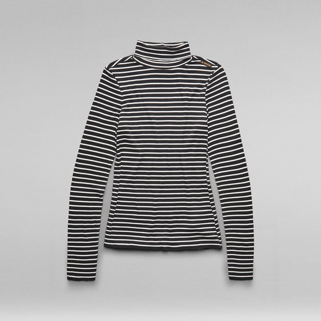 striped mock neck