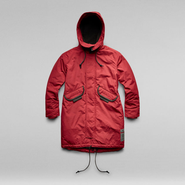 red fishtail parka