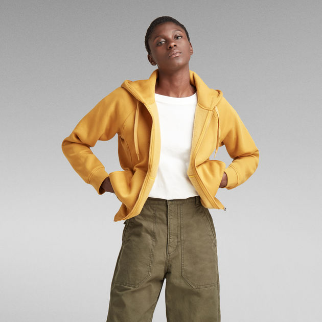 Yellow zip up sweater best sale