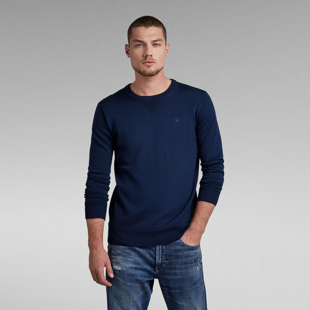 Premium Basic Knitted Sweater | Dark blue | G-Star RAW®