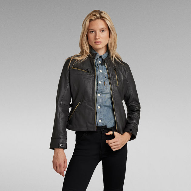 G fashion star raw leather jacket womens