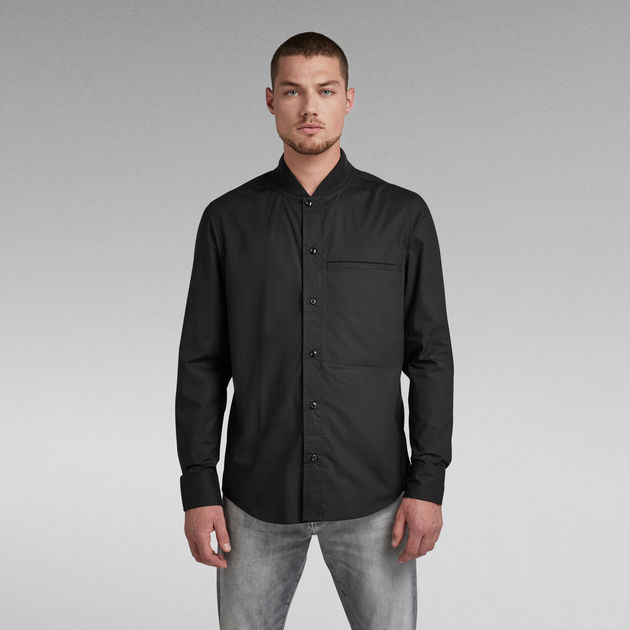 Bomber collar regular shirt l\s | Black | G-Star RAW® US