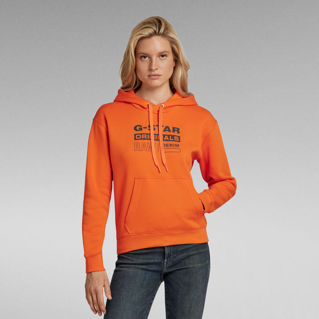Premium Core Originals Logo Hoodie Orange G STAR US