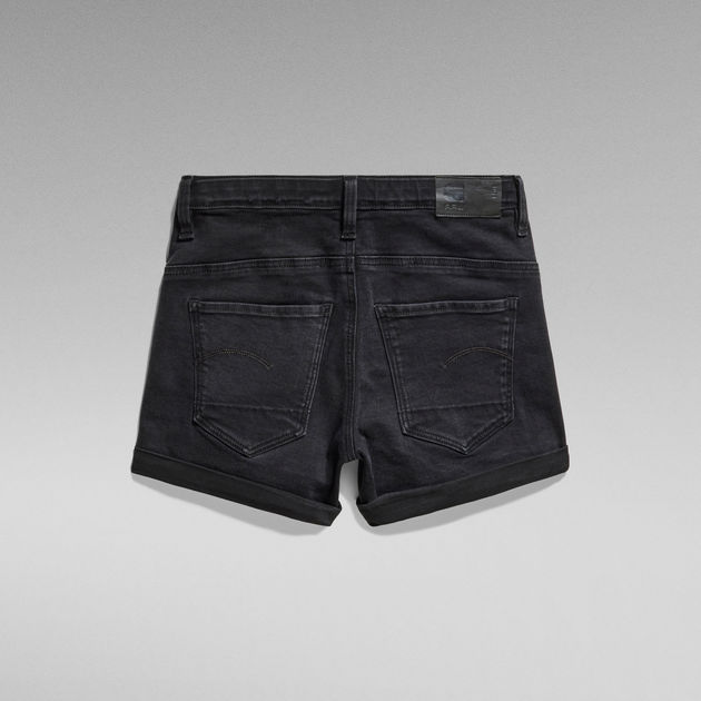 black denim boyfriend shorts