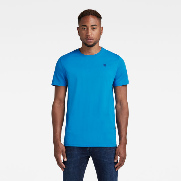 blue and white g star shirt
