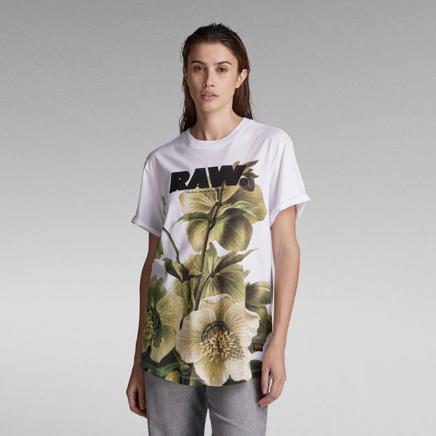 Lash Fem Flower Photo Graphic T-Shirt | White | G-Star RAW® US | T-Shirts