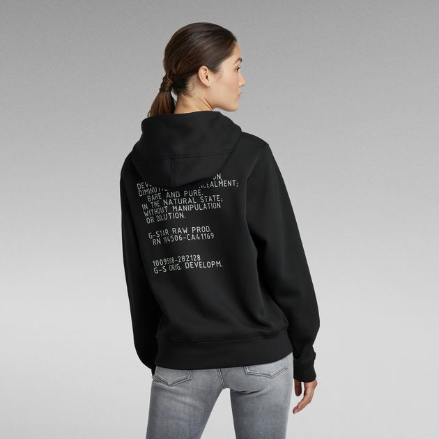 Back Text Hooded Sweater | Black G-Star