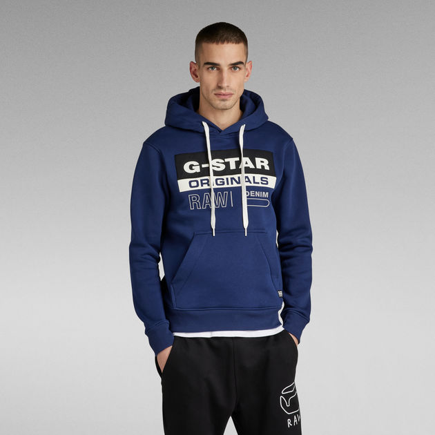 Blue g star hoodie clearance