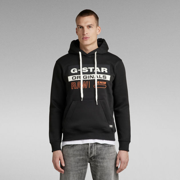 Colorblock Originals Logo Hoodie Black G STAR US
