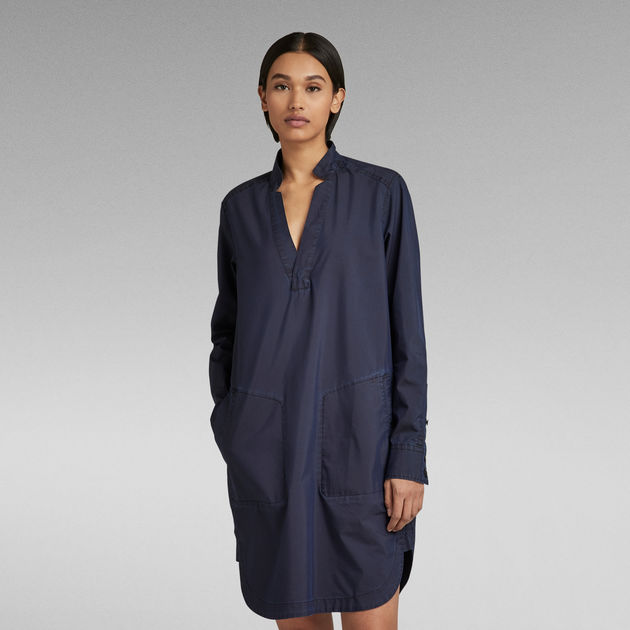 Millery V-Neck Shirt Dress | Dark blue ...