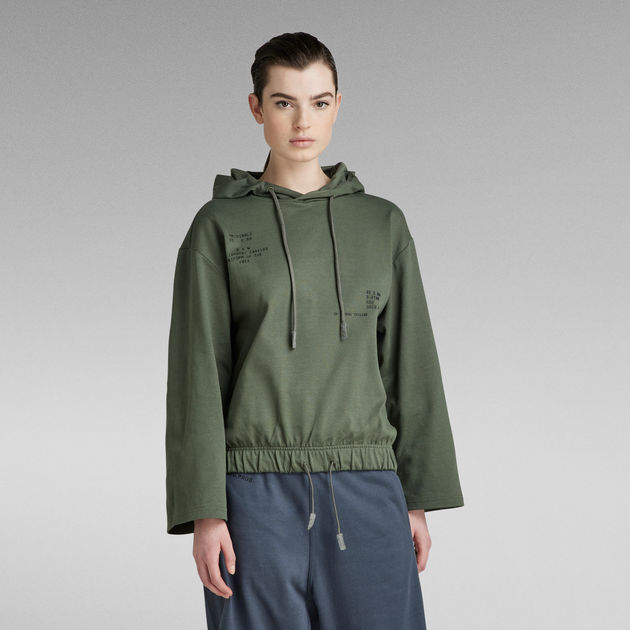 G-STAR RAW (ジースターロゥ) TEXT PRINT HOODED LOOSE SWEATER (テキストプリント フード付き ルーズセーター ) サステナブル プルオーバーパーカー G-STAR RAW (ジースターロゥ) POCKET DETAIL LOOSE HOODED
