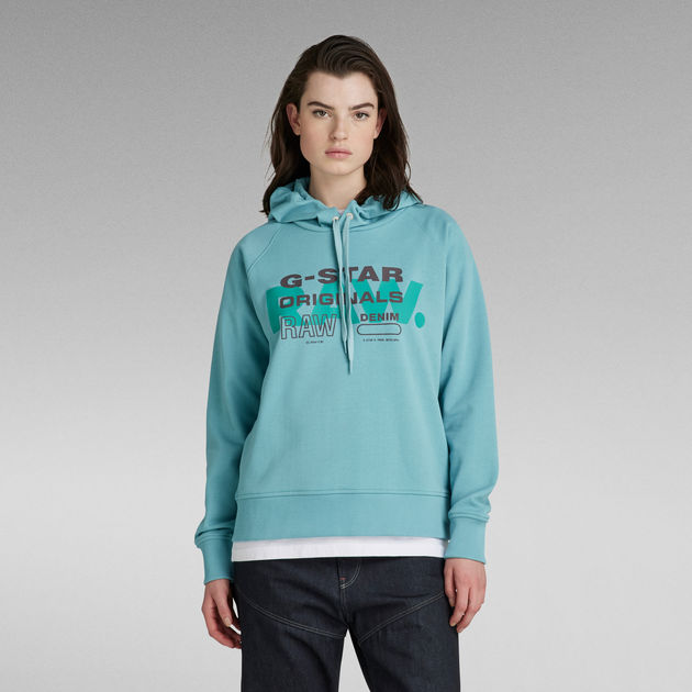Raglan Raw Originals Hooded Sweater Light blue G STAR CA