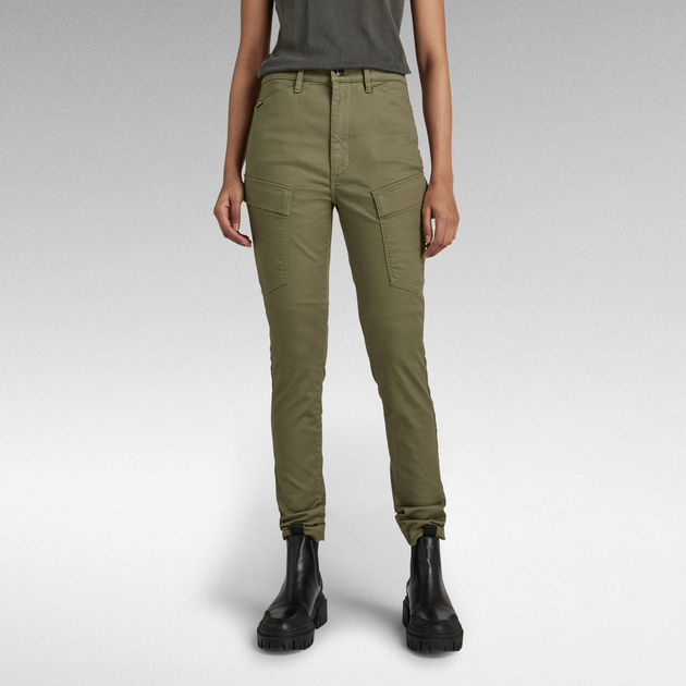 Ladies Cargo Trousers Skinny Stretch Women's Jeans Green khaki 6 8 10 12 14  