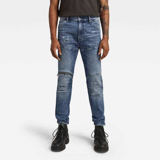 5620 3D Zip Knee Skinny Jeans | Medium blue |