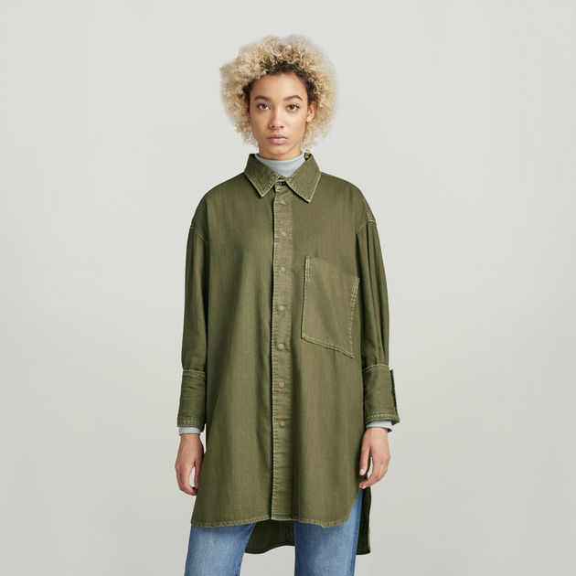 G Star Women s Oversized Boyfriend Shirt Green L