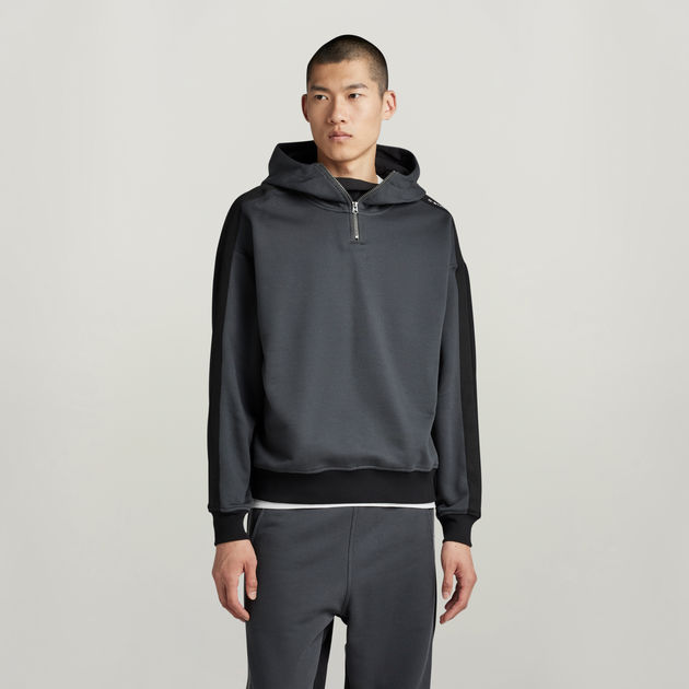 Loose color block half zip sweatshirt store