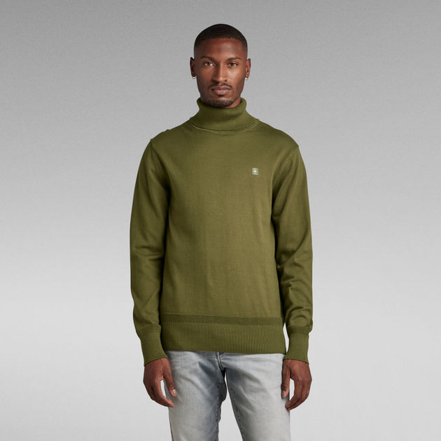 Premium Core Turtle Neck Knitted Sweater Green G STAR NZ