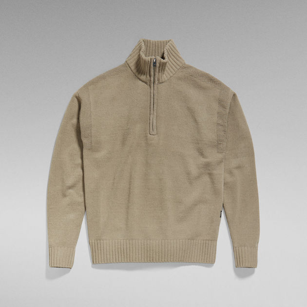 Unisex Half Zip Loose Knit | グリーン | G-STAR® JP