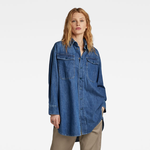 Womens oversized chambray shirt clearance