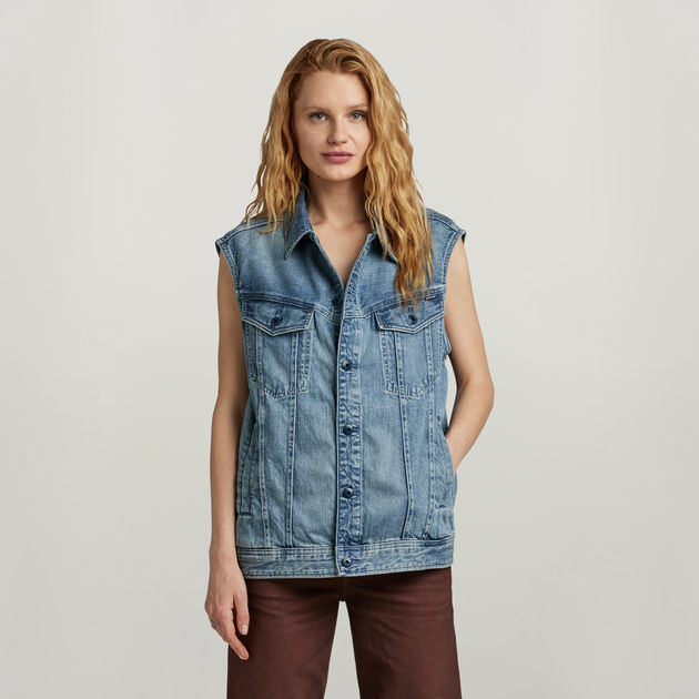 Women's blue denim vest top