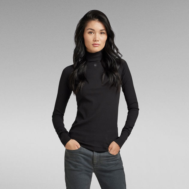 アテッサ新作モデル Top Slim Mock Rib | US G-STAR® | Black メンズウェア