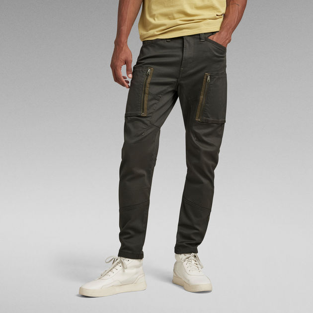 Zip Pocket 3D Skinny Cargo Pants, Grey