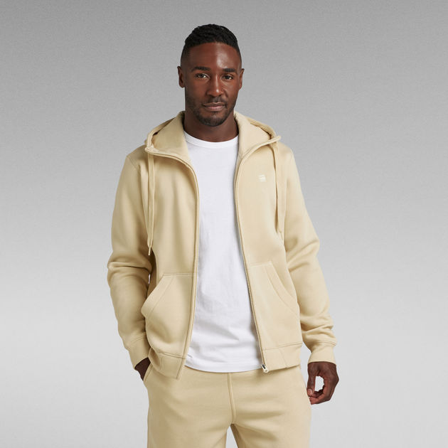 Premium Core Hooded Zip Sweater | Beige | G-STAR® US