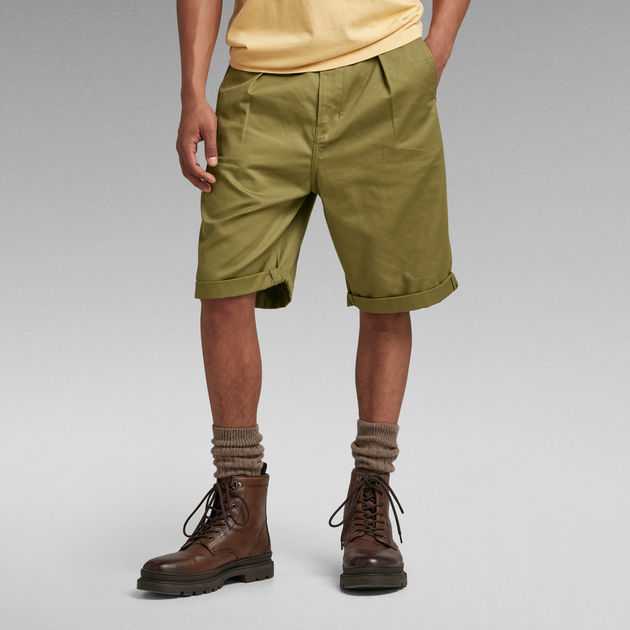 Pleated Chino Shorts Green G STAR AU