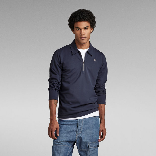 Polo Half Zip Lightweight Sweater | Dark blue | G-Star RAW® CA