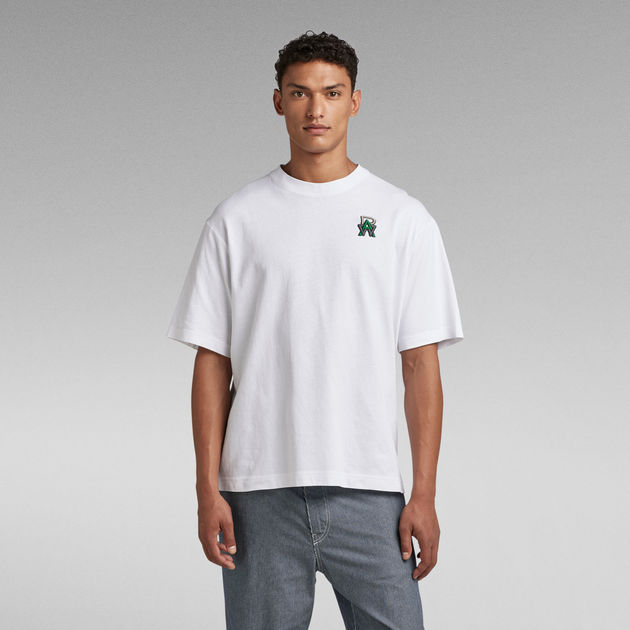 Oversized Boxy T Shirt Embro RAW White G STAR US