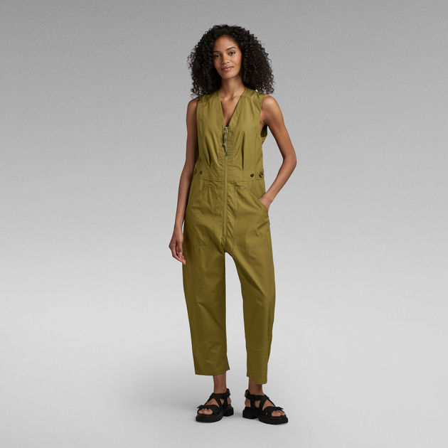 Relaxed Jumpsuit Sleeveless Green | RAW®