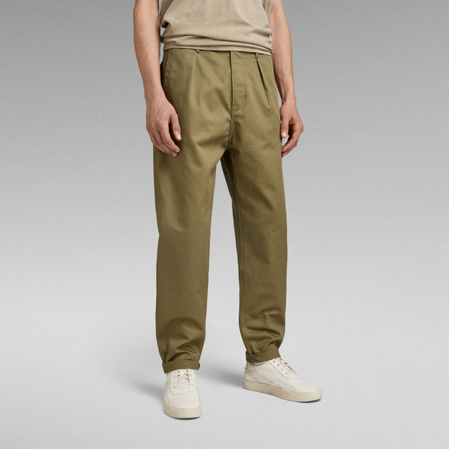 Relaxed fit pleated fashion chino