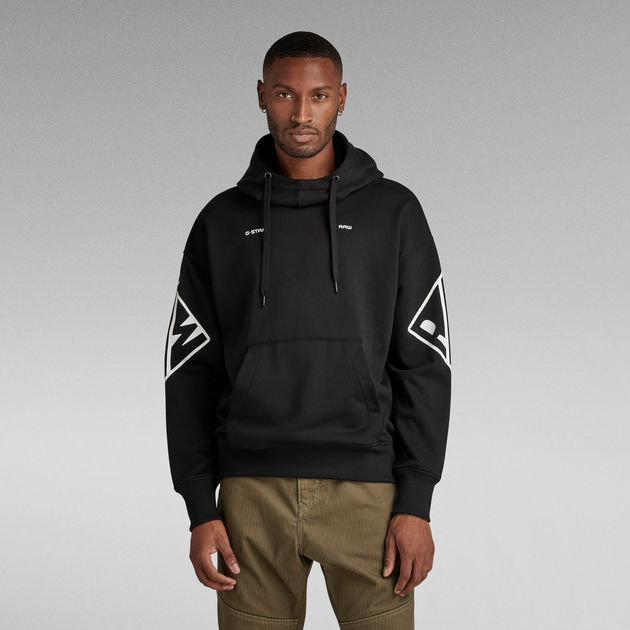 Sleeve Graphics Oversized Hoodie Black G STAR ZA
