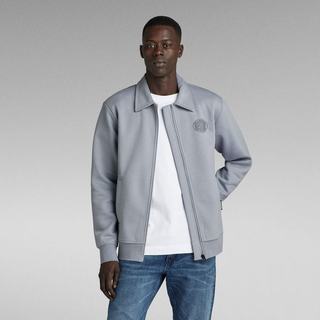 Polo Collar Zip Thru Sweater Grey G-STAR® LU