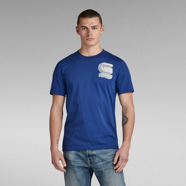 送料込★G-Star★Shadow Slim Tシャツ Shadow Graphic Slim T-Shirt | Medium blue | G-STAR® CA