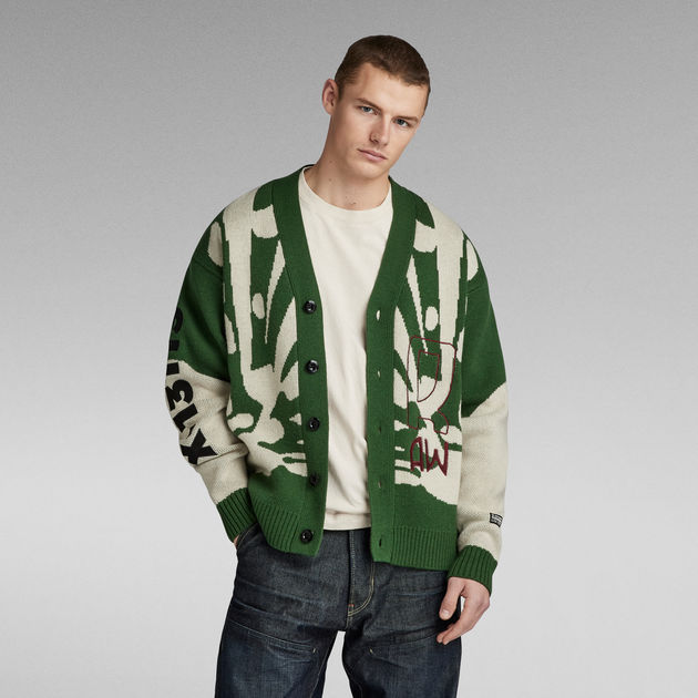Green Knitted Holiday G-Star Loose US Cardigan | | RAW®