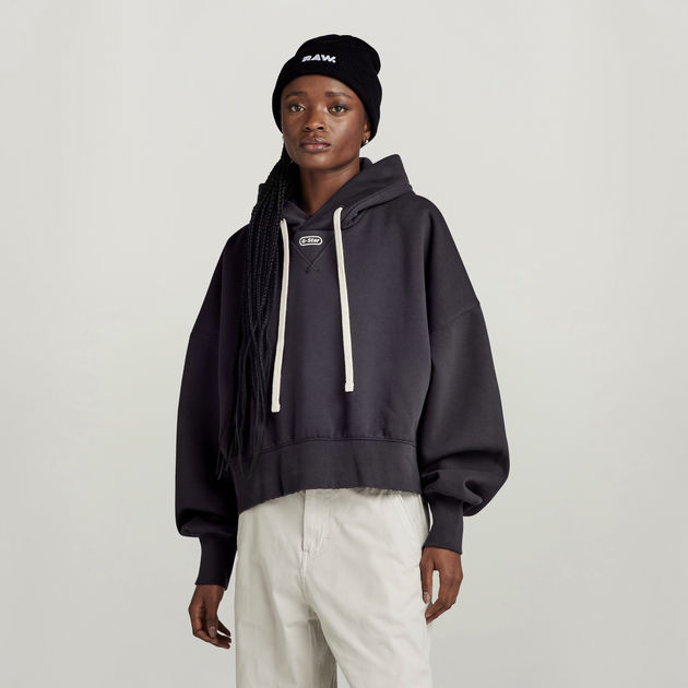 Oversized Cropped Hoodie Grey G STAR US