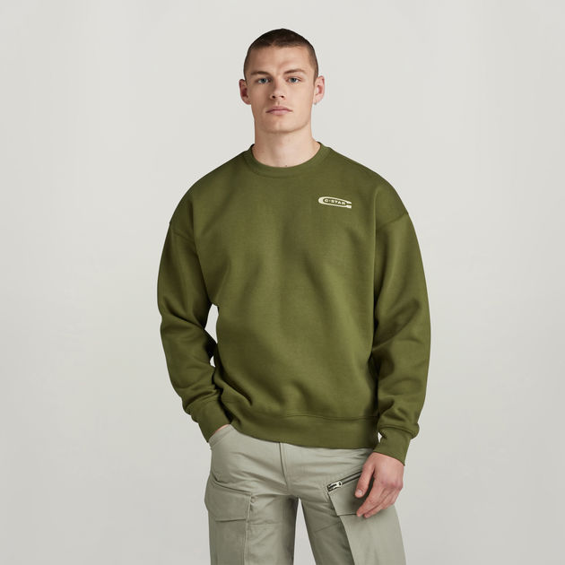 Old Skool Back Graphic Loose Sweater | Green | G-Star RAW® US