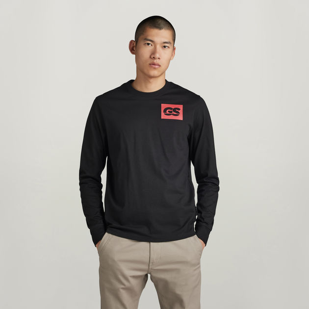 Outlet G-Star Raw Just The Product Long Sleeve Black Crew Neck T-Shirt