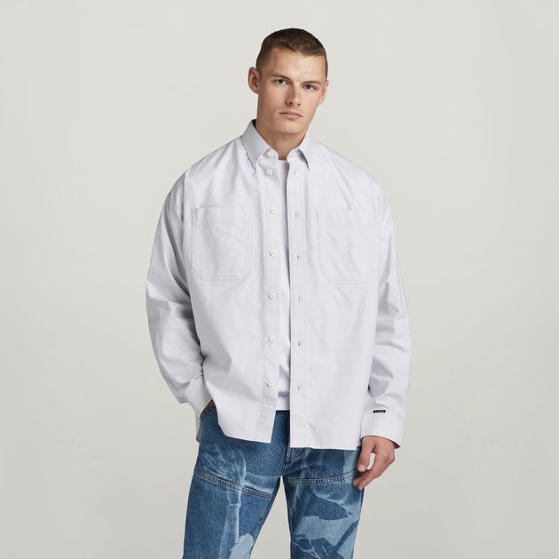 Oversized white button down shirt online