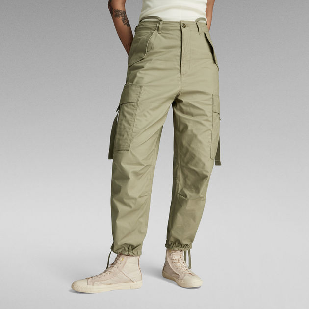 Cargo Cropped Drawcord Pants, Green